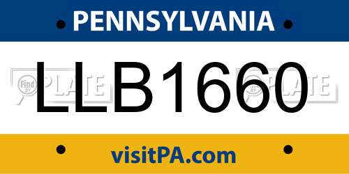 LLB1660 Pennsylvania License Plate