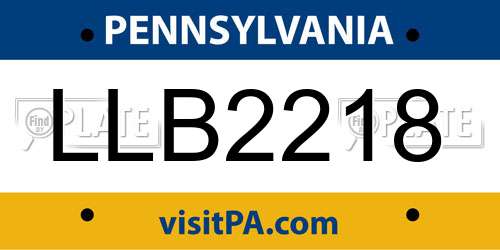 LLB2218 Pennsylvania License Plate