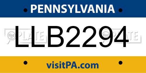 LLB2294 Pennsylvania License Plate