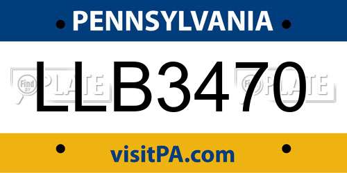 LLB3470 Pennsylvania License Plate