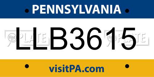 LLB3615 Pennsylvania License Plate