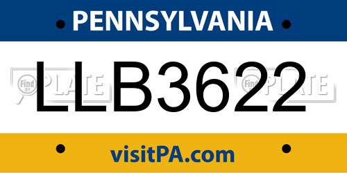 LLB3622 Pennsylvania License Plate