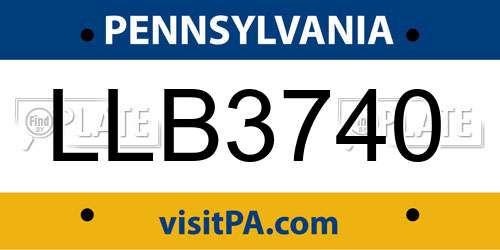 LLB3740 Pennsylvania License Plate