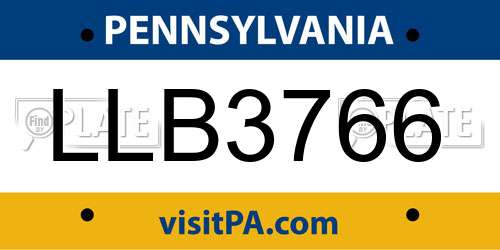 LLB3766 Pennsylvania License Plate