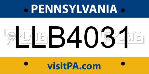 LLB4031 Pennsylvania License Plate