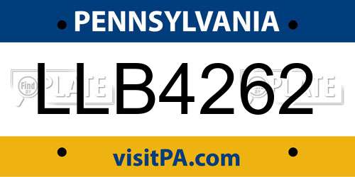 LLB4262 Pennsylvania License Plate