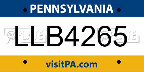 LLB4265 Pennsylvania License Plate