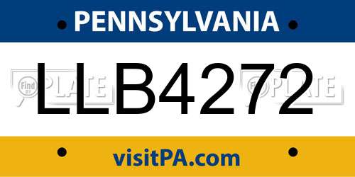 LLB4272 Pennsylvania License Plate