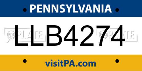 LLB4274 Pennsylvania License Plate