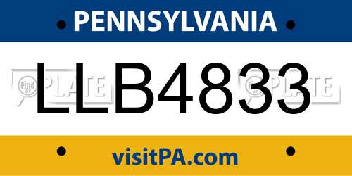 LLB4833 Pennsylvania License Plate