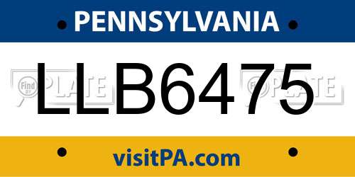 LLB6475 Pennsylvania License Plate