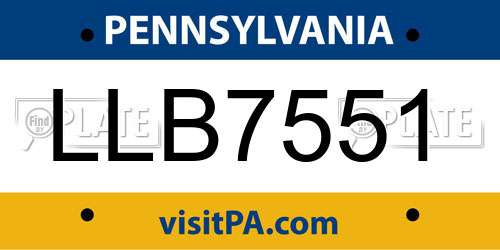 LLB7551 Pennsylvania License Plate
