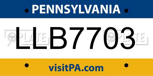 LLB7703 Pennsylvania License Plate