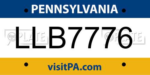 LLB7776 Pennsylvania License Plate