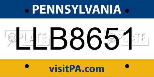LLB8651 Pennsylvania License Plate