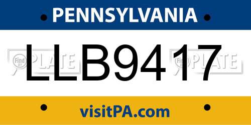LLB9417 Pennsylvania License Plate