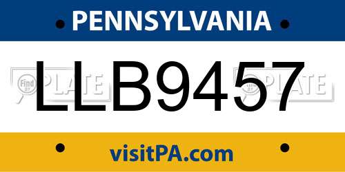 LLB9457 Pennsylvania License Plate