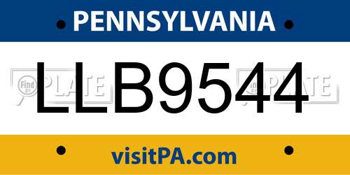 LLB9544 Pennsylvania License Plate