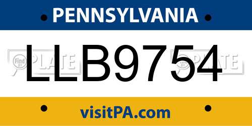 LLB9754 Pennsylvania License Plate