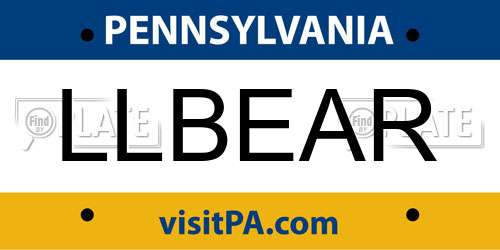 LLBEAR Pennsylvania License Plate