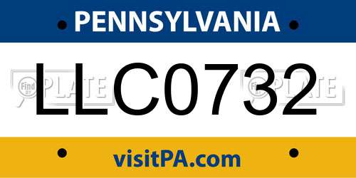 LLC0732 Pennsylvania License Plate