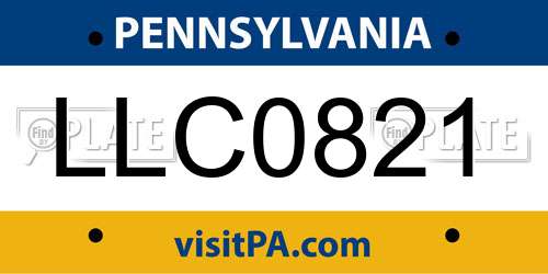 LLC0821 Pennsylvania License Plate