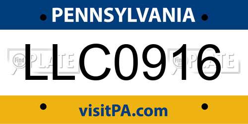 LLC0916 Pennsylvania License Plate