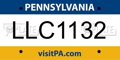 LLC1132 Pennsylvania License Plate