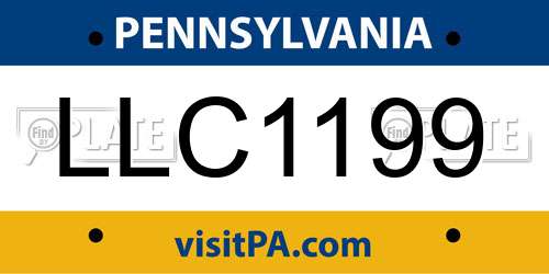 LLC1199 Pennsylvania License Plate