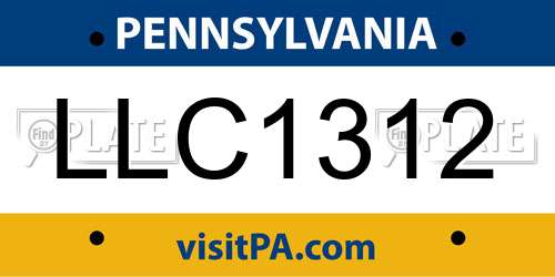 LLC1312 Pennsylvania License Plate