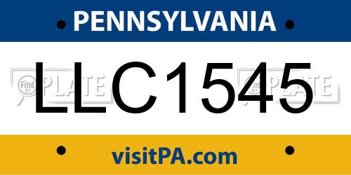 LLC1545 Pennsylvania License Plate