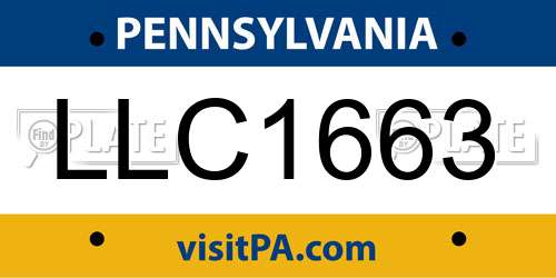 LLC1663 Pennsylvania License Plate