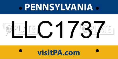 LLC1737 Pennsylvania License Plate