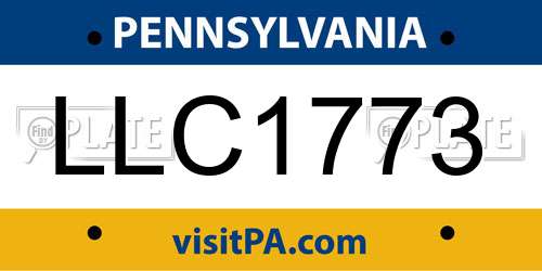 LLC1773 Pennsylvania License Plate