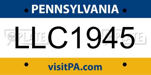 LLC1945 Pennsylvania License Plate