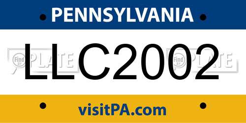 LLC2002 Pennsylvania License Plate