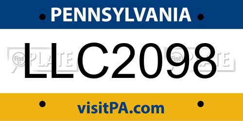 LLC2098 Pennsylvania License Plate