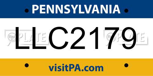 LLC2179 Pennsylvania License Plate