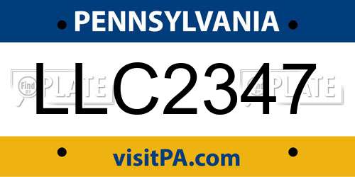 LLC2347 Pennsylvania License Plate