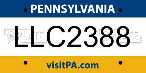 LLC2388 Pennsylvania License Plate