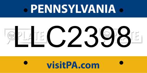 LLC2398 Pennsylvania License Plate