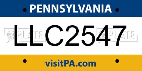 LLC2547 Pennsylvania License Plate