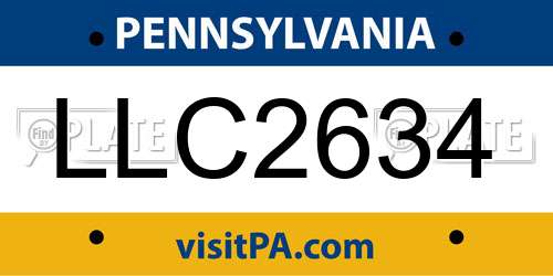 LLC2634 Pennsylvania License Plate