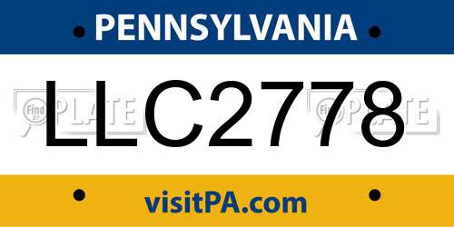 LLC2778 Pennsylvania License Plate