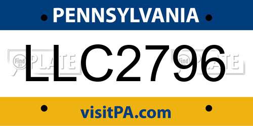 LLC2796 Pennsylvania License Plate