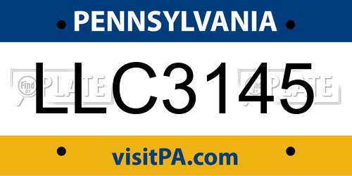 LLC3145 Pennsylvania License Plate