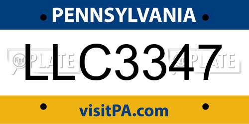 LLC3347 Pennsylvania License Plate