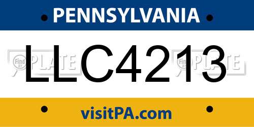 LLC4213 Pennsylvania License Plate