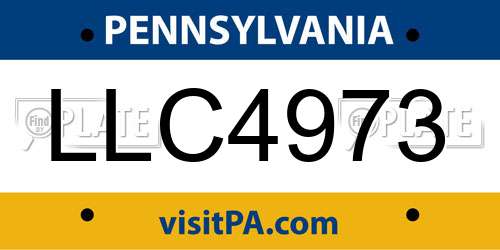 LLC4973 Pennsylvania License Plate