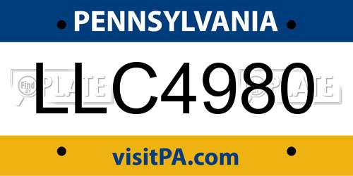 LLC4980 Pennsylvania License Plate